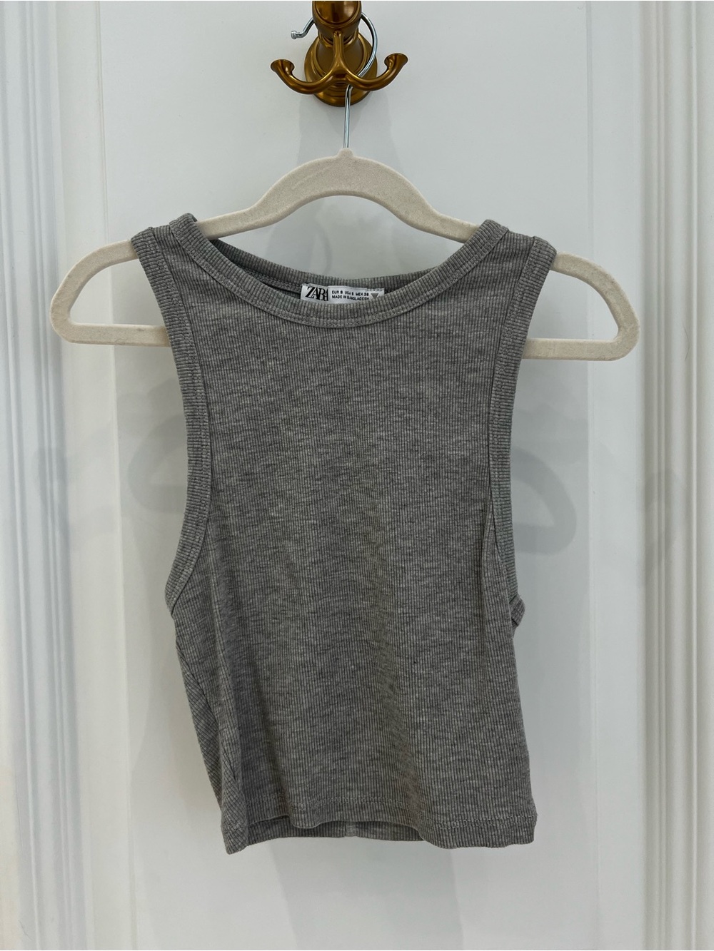 Zara Gray Ribbed Sleeveless Tank